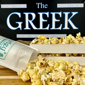 Greek Popcorn Flavor | Wow! A liitle Feta, a little Oregano, a little Lemon, and all of the other classic Greek flavors!